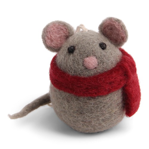 Filzanhänger maus braun mit - filzanhänger,
